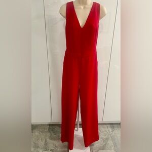 Mango Red Wide-Leg V-Neck Jumpsuit with Crisscross Back | Size S-M